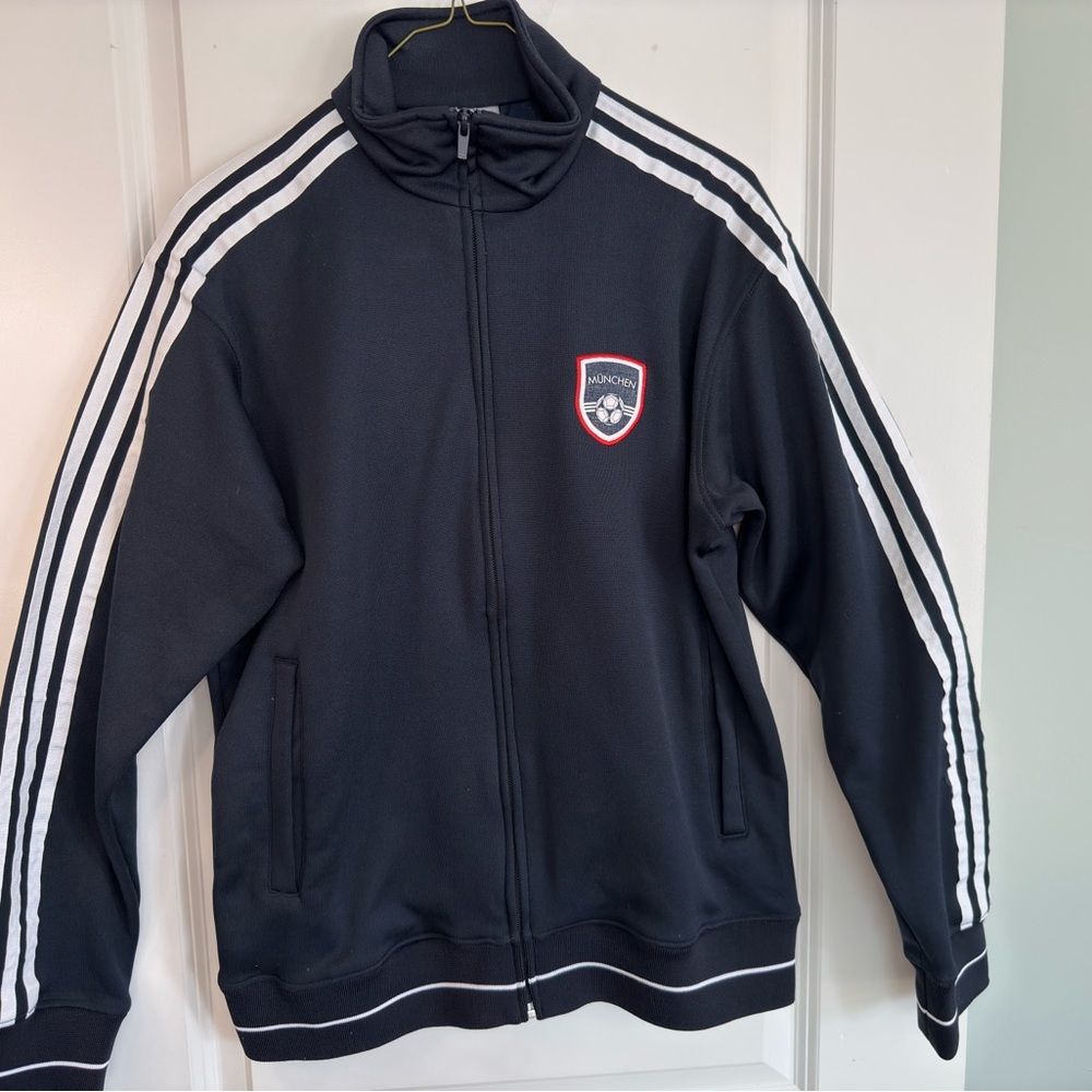Adidas Navy Track Jacket with White Stripes
